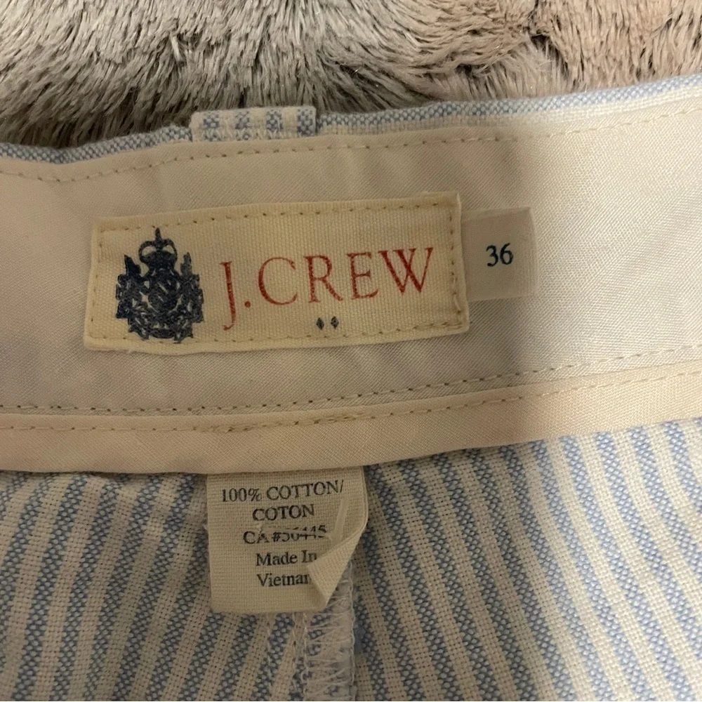 J.Crew Men’s Seersucker Shorts Blue White Stripe 100% Cotton Size 36
